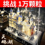 中国风女生天鹅湖城堡积木，高难度巨大型10000粒拼装玩具女孩18岁