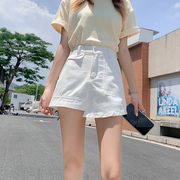 白色高腰牛仔短裙，女夏季薄款2024显瘦a字，短裤包臀裙裤半身裙