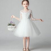 花童礼服女童儿童白色，婚纱裙蓬蓬裙，连衣裙钢琴演出服大童公主裙子