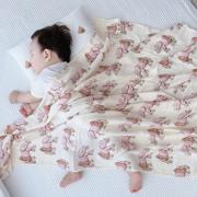 婴儿双层纱布浴巾包被夏季包巾方巾，新生儿包盖毯抱被抱毯120x120