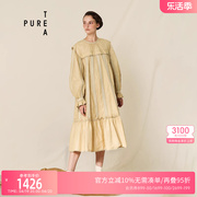 EIN集团旗下PURE TEA木耳边连衣裙女原创文艺风长袖