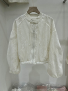 新中式白色蕾丝立领刺绣短外套女2024春装洋气休闲棒球服夹克上衣