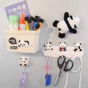 创意冰箱贴熊猫挂钩多功能收纳盒入户门挂包置物可爱家居装饰磁吸