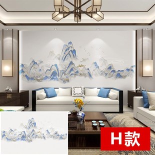 速发新中式国画山水墙布电视背景墙壁纸客厅影视墙壁画千里江山图