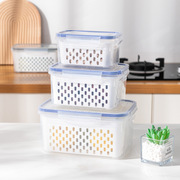 塑料保鲜盒家用食品，收纳盒高颜值冰箱保鲜盒，厨房收纳沥水篮