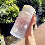 小雏菊塑料水杯女学生，韩版杯子ins便携创意，森系潮流茶杯定制印字