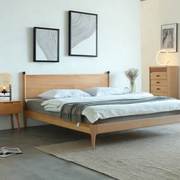 北欧全实木床现代简约日式风格，原木色家具18米15榉木双人床婚床