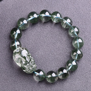 天然绿幽灵貔貅手链，聚财水晶貔貅饰品聚宝盆，千层幽灵手串男款