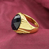 韩版复古镀18K金男士戒指钛钢指环紫沙石食指戒子潮人时尚可刻字