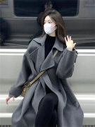 灰色呢子大衣女2023年秋冬季赫本风毛呢，外套高级感小个子韩系