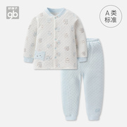 好孩子GB冬装新生儿0-6个月男女宝宝开襟套装纯棉保暖加厚
