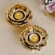 陶瓷莲花蜡烛台花瓣，跨境中东烛台创意电镀，金色工艺品一件