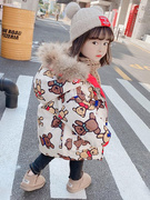 女童棉衣冬季外套2023两面，穿韩版加厚带帽毛领，宝宝洋气棉服