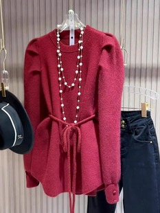 龙年本命年衣服今年流行中长款过年红色打底毛衣女(毛，衣女)秋冬针织衫