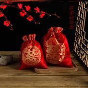 结婚喜糖袋子锦缎糖果袋中国风手提袋回礼红包装袋创意喜糖盒 缘