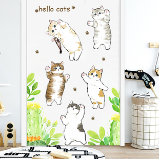 电视背景墙壁装饰客厅壁纸自粘宿舍欧式贴画卡通猫咪墙贴创意贴纸