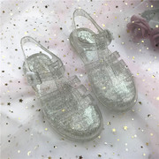 2023夏季女童果冻鞋水晶鞋雨鞋学生包头平底软塑料凉鞋防水