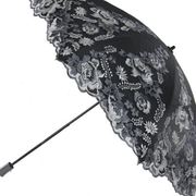 遮阳伞防紫外线防晒太阳伞二折蕾丝刺绣花彩胶公主晴雨两用洋伞女