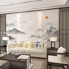 3d新中式水墨山水电视背景墙壁纸沙发影视墙墙布茶室酒店意境壁画