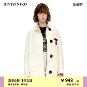 IIIVIVINIKO秋冬燕麦色牛仔工装短外套女M230313159B