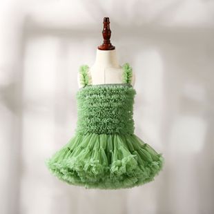 牛油果绿色tutu裙，凸凸吊带兔兔连衣裙加蓬蓬裙蛋糕裙
