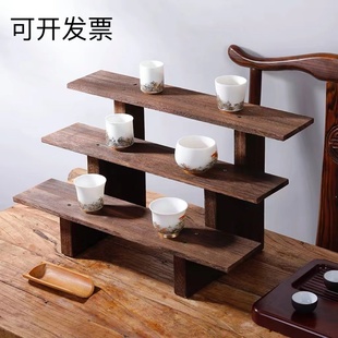 桐木多层实木博古架紫砂壶架子，中式展示架小摆件茶具茶杯置物架