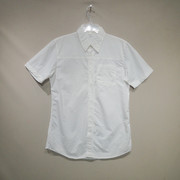 外贸原单夏季白色短袖衬衫女职业工作服休闲修身学生方领衬衣