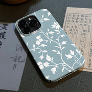 新中式水墨花卉15promax小众手机壳iphone15保护套，14新中式14promax简约13pro时尚12磨砂菲林手机壳
