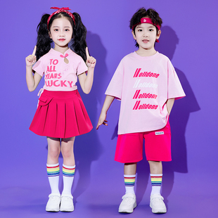 儿童街舞演出服新中式女童爵士舞蹈服运动会幼儿园啦啦操表演服装
