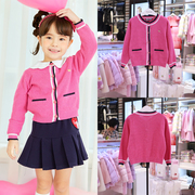 frenchcat法猫韩国儿童24春季女童小香风，粉色外套长袖针织衫
