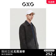 gxg男装商场同款经典蓝色，系列黑色格子夹克，外套2022年冬季