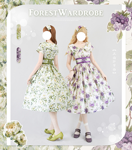 森林假日op一型原创夏季印花cla复古典优雅日常连衣裙lolita