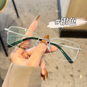 镜一 商务半框眼镜架男8816无磁钛近视眼镜框超轻丹阳眼镜