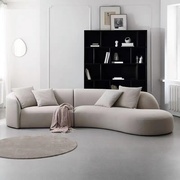 现代简约羊羔绒布艺弧形沙发网红款大小户型客厅转角轻奢多人沙发