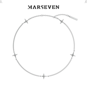marseven闪光派对系列金属星星，环绕钻链925纯银原创设计锁骨链
