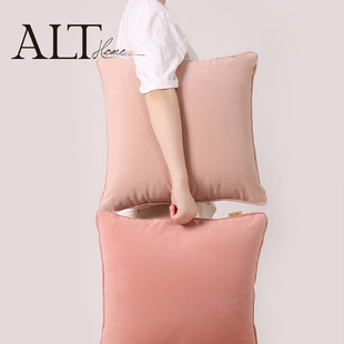 高端抱枕沙发客厅靠垫，现代轻奢高级感靠背枕，粉色床上靠枕套不含芯