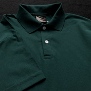 绿色短袖polo衫男士深绿翻领有领t恤墨绿色上衣，男生夏季纯色t体恤
