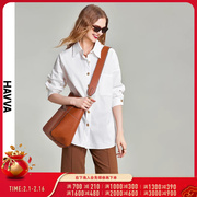 HAVVA2024春季衬衫女设计感小众上衣气质宽松白色衬衣C76750
