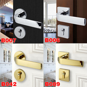 卧室实木房门锁具北欧室内简约PVD金色静音美式分体锁磁吸门锁