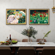 美式餐厅红玫瑰装饰画，饭厅墙上风景花卉，挂画餐边柜玄关过道壁画