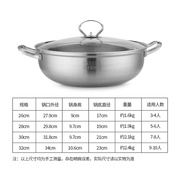 304不锈钢汤锅双耳加厚平底煮锅，家用大容量火锅锅，燃气262830cm