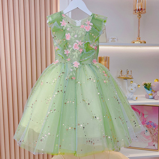 女童公主裙蓬蓬纱夏装，女孩夏季连衣裙，2024儿童装洋气礼服裙子