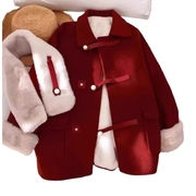 新年红色毛呢外套2023秋冬韩版女装减龄气质加绒加厚宽松大衣