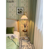 简约绿色蕾丝碎花，美式条纹壁纸田园乡村，客厅卧室背景墙定制壁画