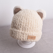 宝宝帽子冬季可爱男女童婴儿毛绒帽针织保暖加厚秋冬款儿童毛线帽