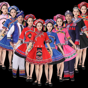 三月三少数民族成人舞蹈服装，女广西壮族苗族土家族，彝族演出服服饰