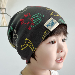 纯棉儿童帽子宝宝秋冬季保暖包头套(包头套，)头帽春秋薄款男女童护耳堆堆帽
