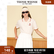 teenieweenie小熊奥莱夏季上衣女学院风，复古宽松翻领polo衫