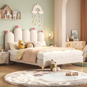 男孩女孩儿童床布艺卡通实木软包床1.2米1.5米小孩床小户型单人床