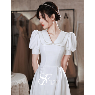 白色小礼服女宴会学生气质高端法式轻奢小众设计感登记领证连衣裙